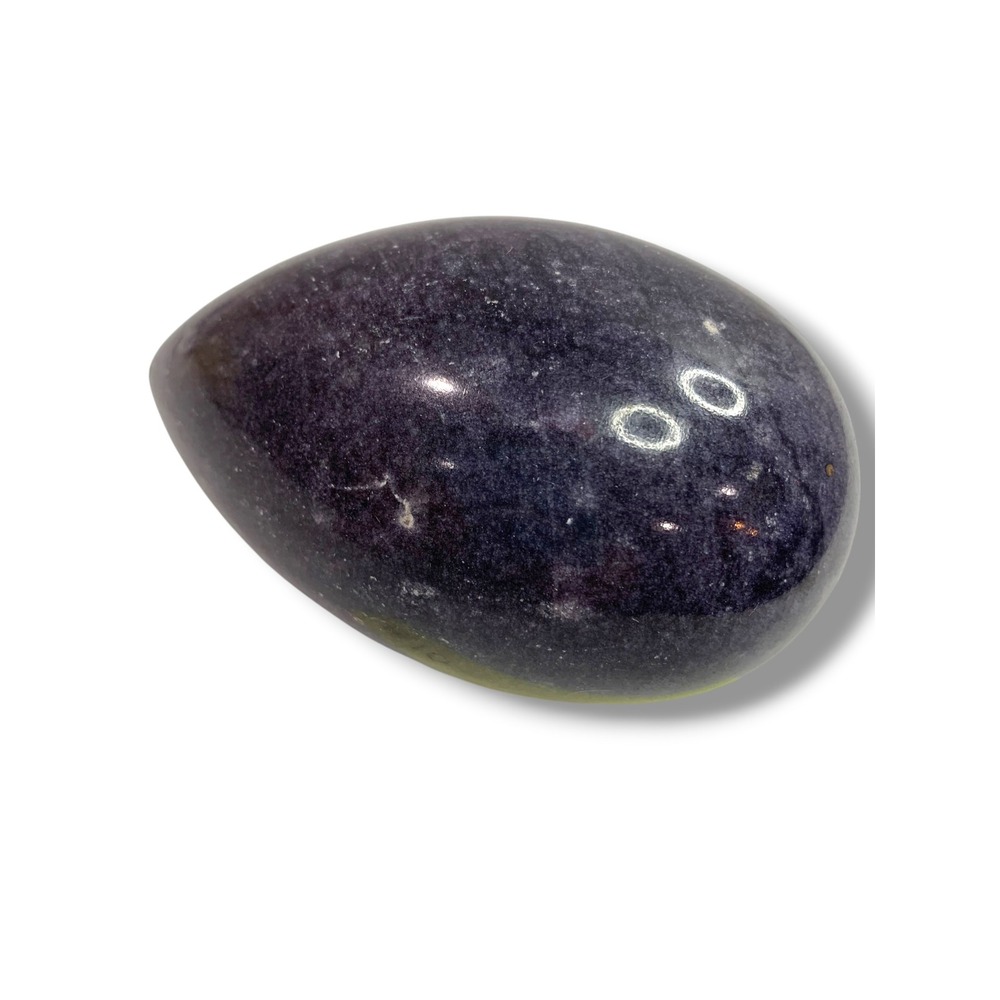 Vintage Italian Alabaster Stone Fig Plum Purple Carved Fruit 4" Decorative